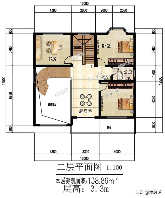 3款面寬12米的別墅設計圖，戶型設計合理，外觀簡約歐式風格