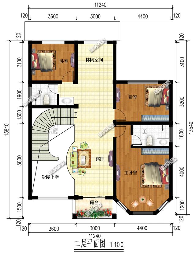 3棟開間11.2米別墅設計圖，外觀精致，戶型方方正正