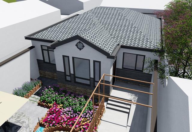 占地130平的農村一層小別墅設計圖紙，現代風格的獨棟別墅