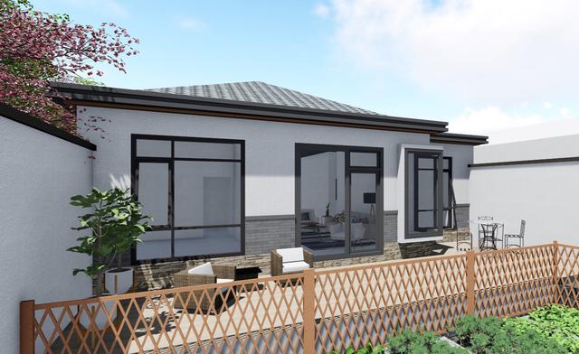 占地130平的農村一層小別墅設計圖紙，現代風格的獨棟別墅