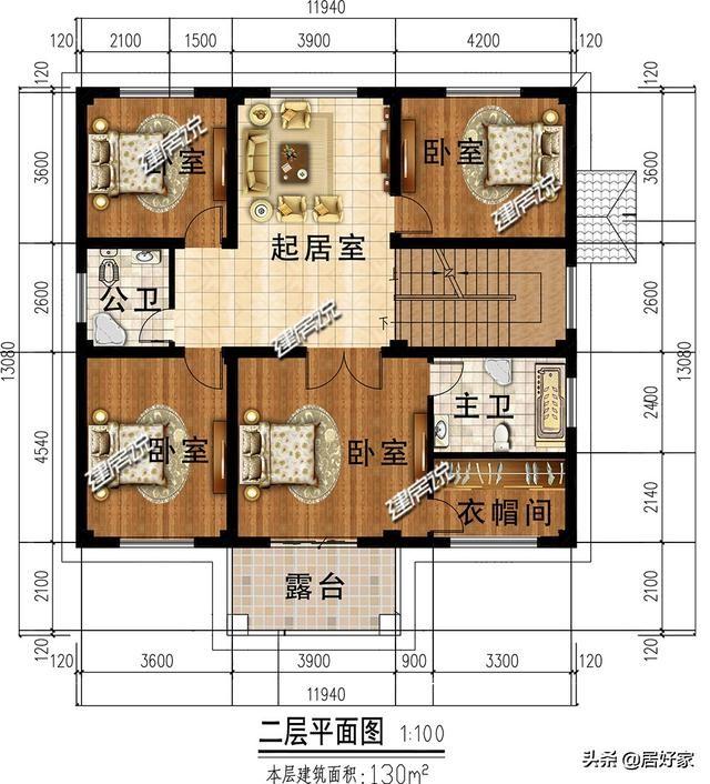 分享幾款二層別墅設計圖，選一款別墅建在老家，經濟又實用