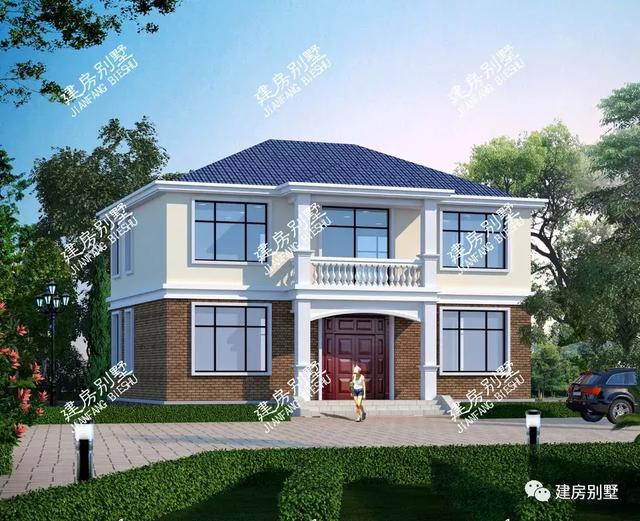 兩款面寬12米多的兩層自建房設計圖，兩款都很簡約時尚