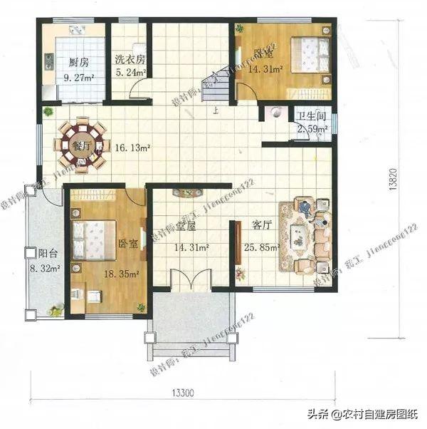 二層農村別墅設計圖，戶型非常實用，寬敞大氣