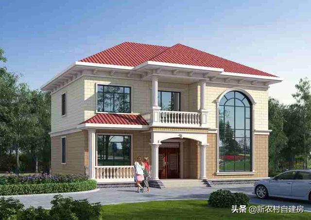 介紹一款農村2層自建房設計圖，整棟別墅層次感十足。