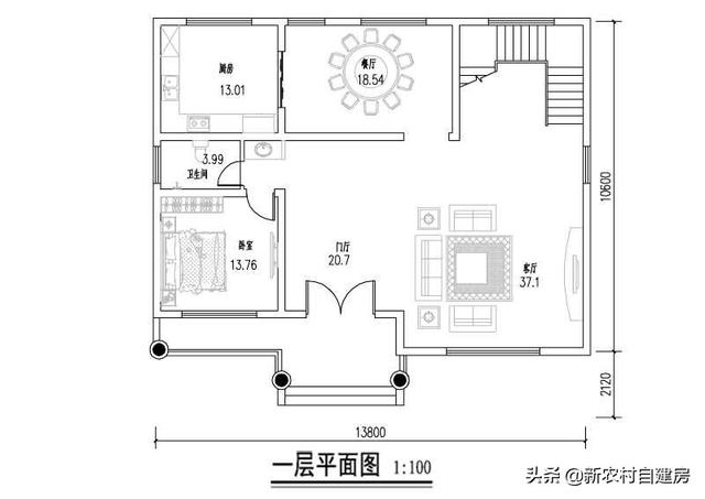 介紹一款農村2層自建房設計圖，整棟別墅層次感十足。