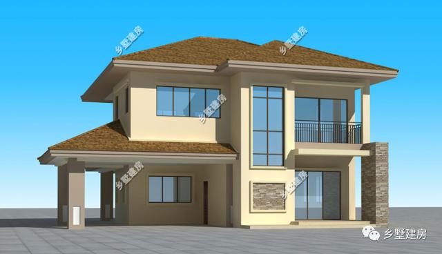 現代風農村別墅設計圖，簡單中不失大氣，有很強的設計感。