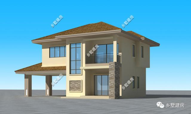 現代風農村別墅設計圖，簡單中不失大氣，有很強的設計感。