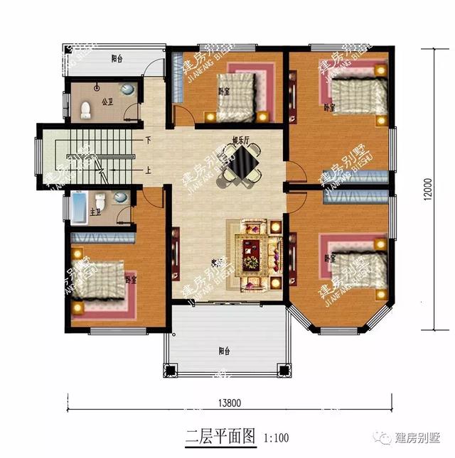 兩棟豪華的農村自建房別墅設計圖，普通人住的是一般的房子，而有錢人蓋得是豪宅