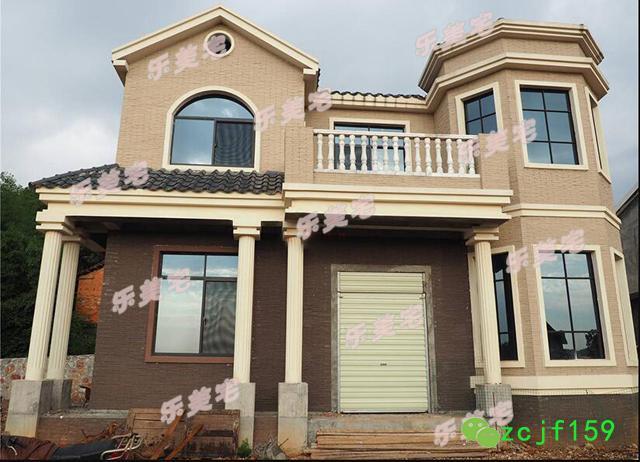 農村二層別墅建房實拍圖及全套建筑施工圖，帶夾層車庫，建成效果很棒