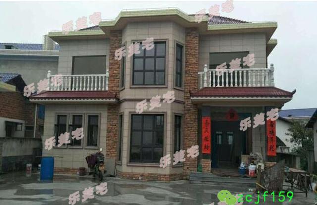 農村二層別墅建房實拍圖及全套建筑施工圖，帶夾層車庫，建成效果很棒