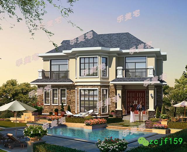 農村二層別墅建房實拍圖及全套建筑施工圖，帶夾層車庫，建成效果很棒