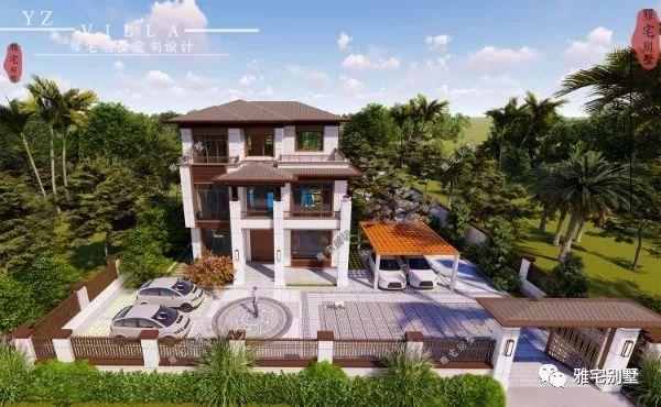 湖南常德劉先生三層新中式別墅設計圖，10.8x12米，感恩母親節