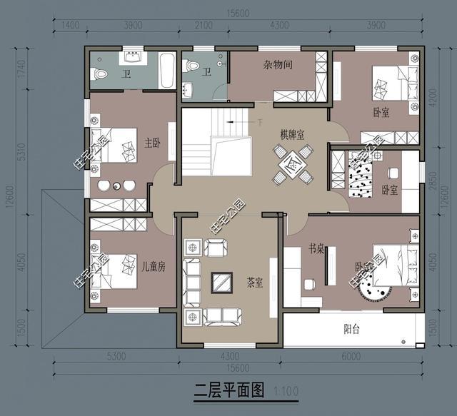 7室2廳農村自建房別墅設計圖，客廳面積最大，絕對的接待好地方。