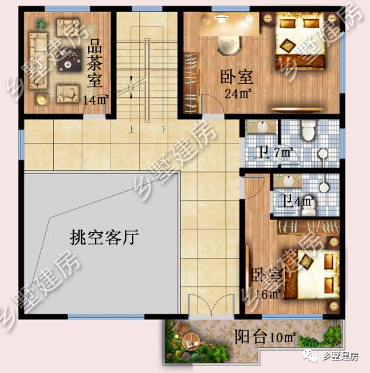 兩層簡歐風(fēng)別墅設(shè)計圖，地下室+挑空客廳，功能齊全，樣式美觀。農(nóng)村自建房中的完美選擇