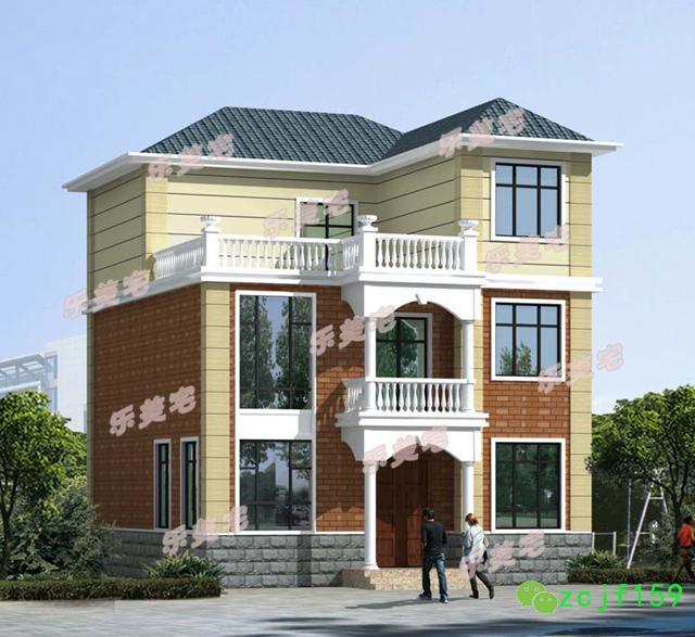 農村三層別墅房屋住宅設計圖，100平米左右，外觀立體感豐富，空間布局安排合理