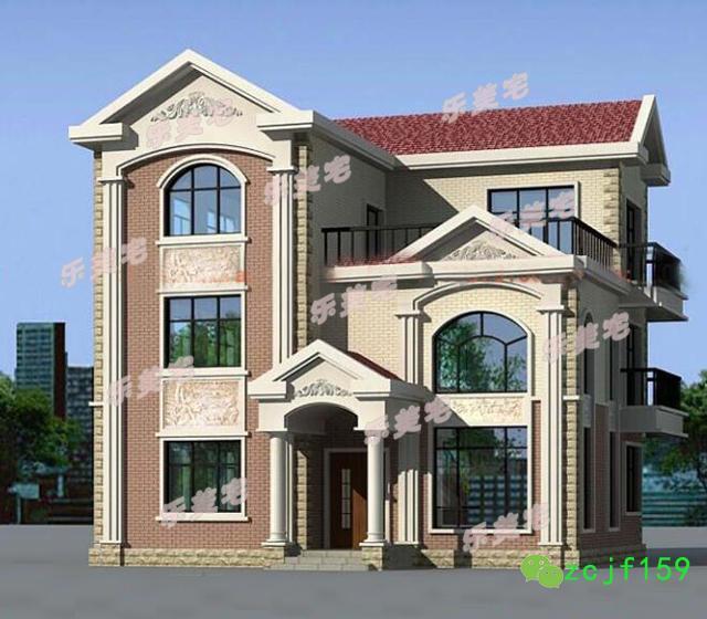 農村三層別墅房屋住宅設計圖，100平米左右，外觀立體感豐富，空間布局安排合理