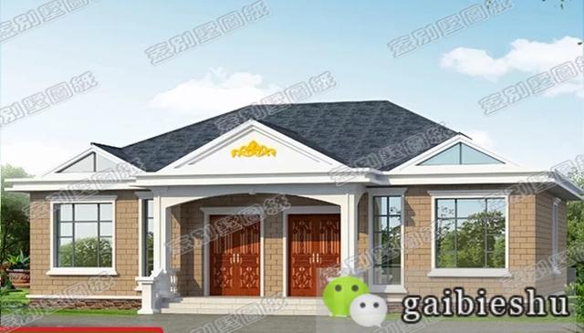 一層雙拼別墅戶型，左右對稱，布局上充分利用空間，特別適合農村兩兄弟建造