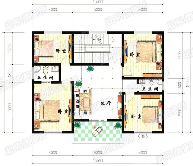 三層簡單農村自建房設計戶型，13×10米造價35萬，外觀簡潔大氣