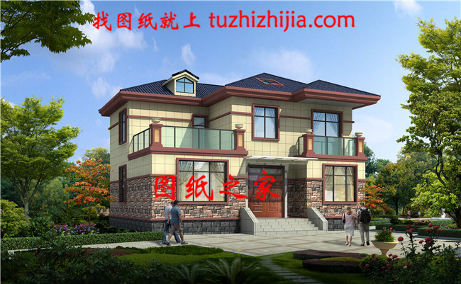 130平方米農村兩層別墅圖紙及效果圖12X11米