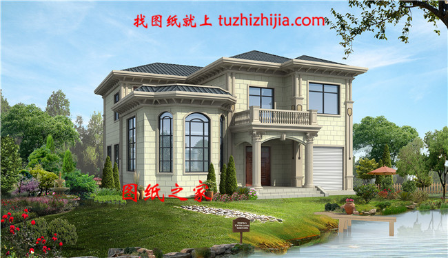 豪華二層別墅設計圖紙及效果圖,帶車庫,歐式別墅方案