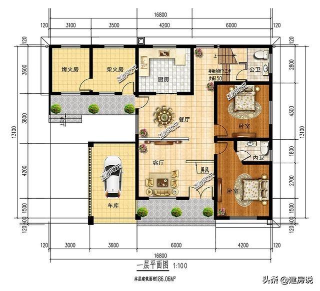 4款帶堂屋+車庫的別墅設計圖，這才是適合農村的好戶型！建棟在老家居住舒適舒心，一百年都不過時。