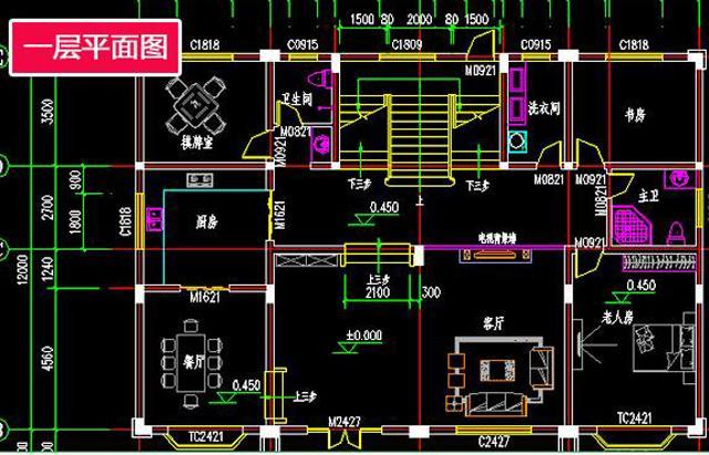 18x12米農村二層半自建別墅設計圖，戶型美觀，造價經濟。