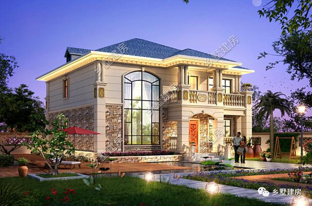 兩層簡歐風別墅設計圖，地下室+挑空客廳，功能齊全，樣式美觀。農村自建房中的完美選擇