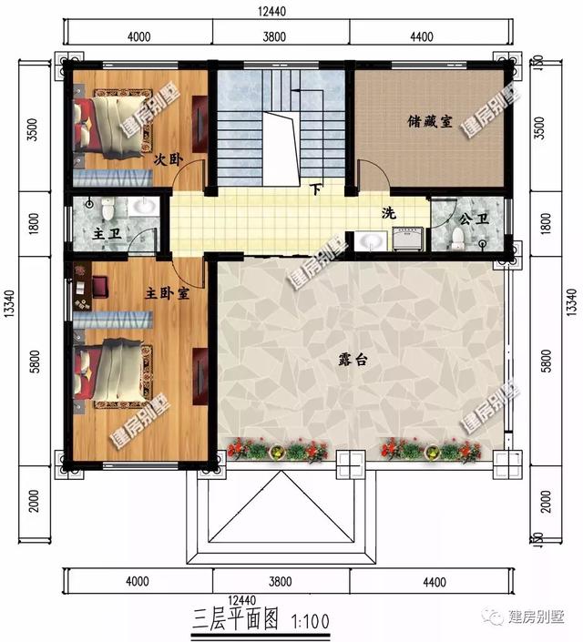 農村簡歐式風格別墅設計圖，客廳挑空，施工難度不大、造價不算太高