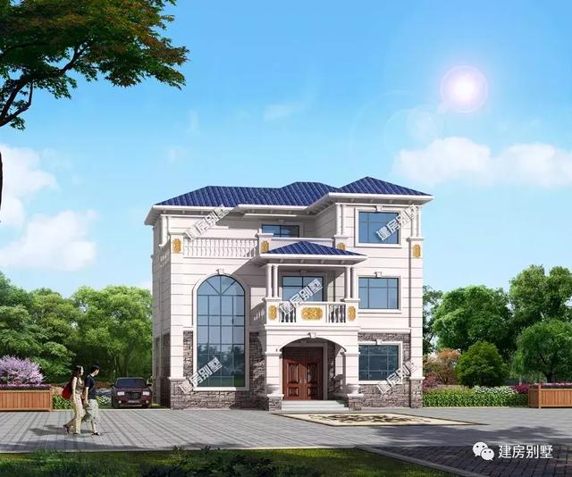 農村簡歐式風格別墅設計圖，客廳挑空，施工難度不大、造價不算太高