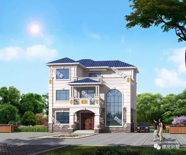 農村簡歐式風格別墅設計圖，客廳挑空，施工難度不大、造價不算太高