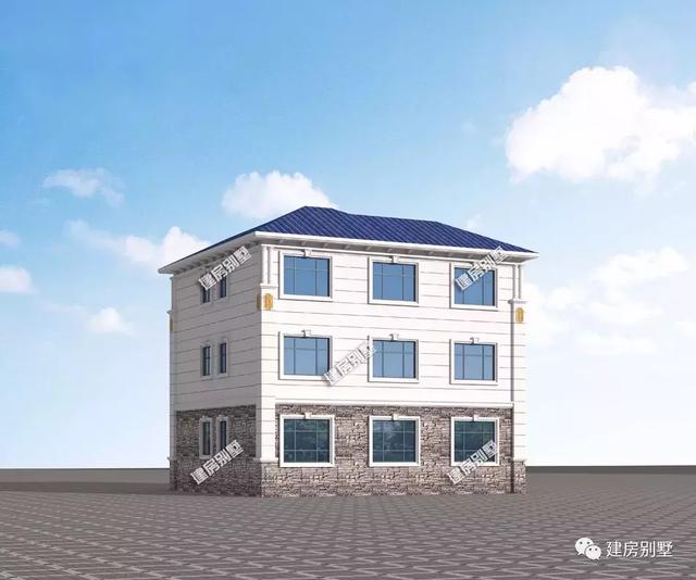 農村簡歐式風格別墅設計圖，客廳挑空，施工難度不大、造價不算太高