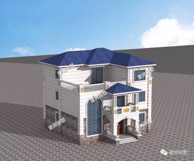 農村簡歐式風格別墅設計圖，客廳挑空，施工難度不大、造價不算太高