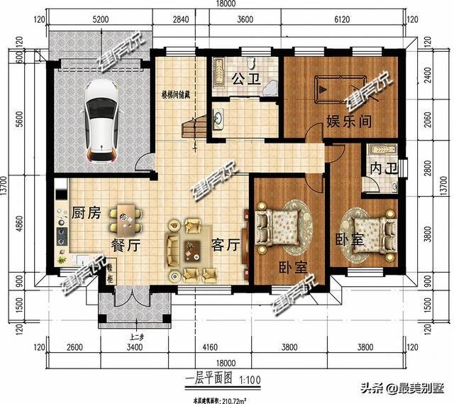 歐式三層別墅設計圖，自帶車庫和露臺，是農村建房首選
