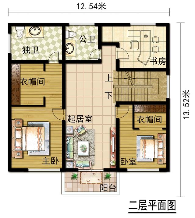 三層農村住宅設計圖，13.52x12.54米，來看人人喜愛的歐式戶型到底好在哪里？