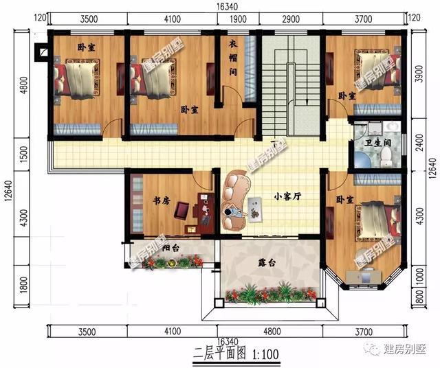 大面寬設計的兩棟自建房設計圖，第一棟配多邊形窗，采光好，第二棟面寬20米。