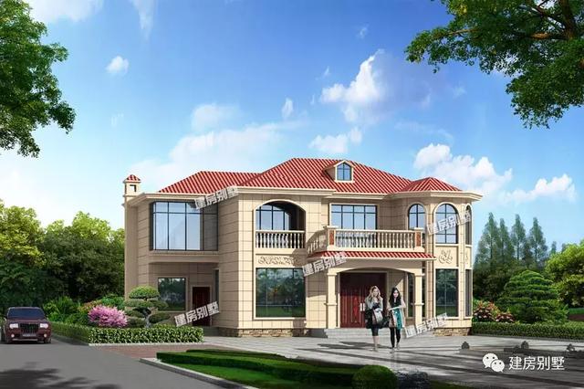 大面寬設計的兩棟自建房設計圖，第一棟配多邊形窗，采光好，第二棟面寬20米。