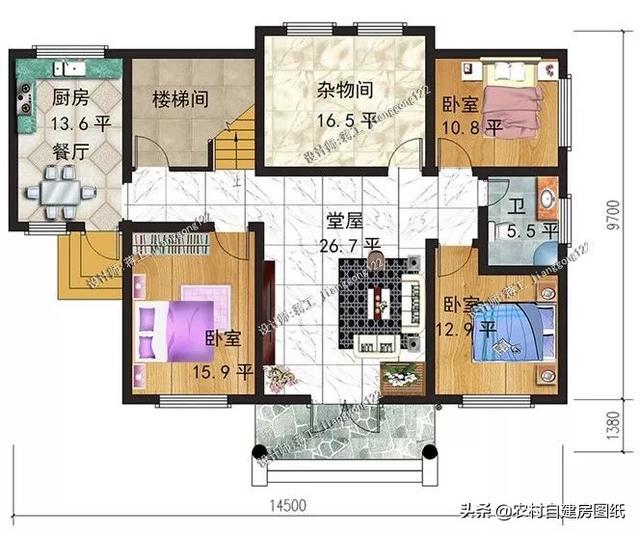 3款帶柴火灶的農村別墅設計圖，二款二層經濟實用型，一款三層時尚大氣型