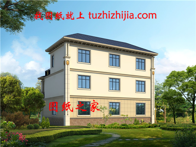 獨棟別墅戶型圖帶外觀效果圖，三層別墅設計方案推薦