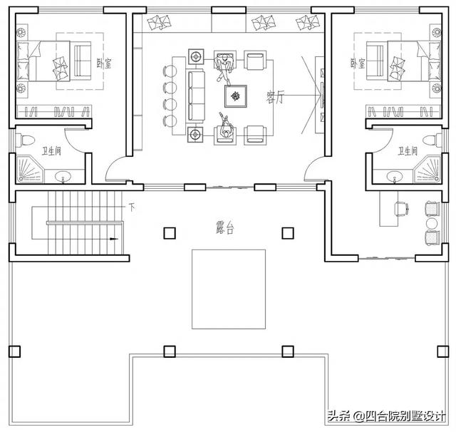 大戶人家的豪華別墅設(shè)計(jì)圖，視野開(kāi)闊，采光通風(fēng)沒(méi)得說(shuō)，挑空高層，各種功能齊全