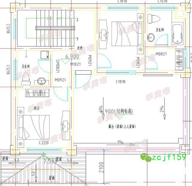 主體造價30萬110平米農村三層復式別墅設計圖，戶型大方寬敞。