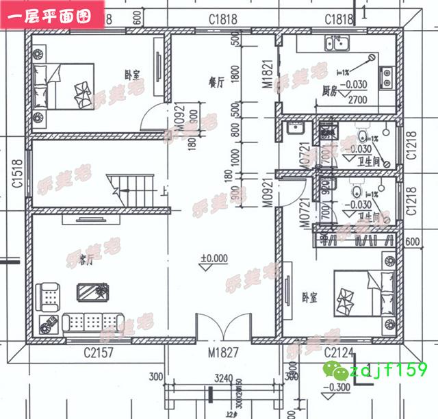 120平米簡約三層農(nóng)村三層自建別墅設(shè)計(jì)圖，羅馬柱裝飾，外觀精美，布局實(shí)用。