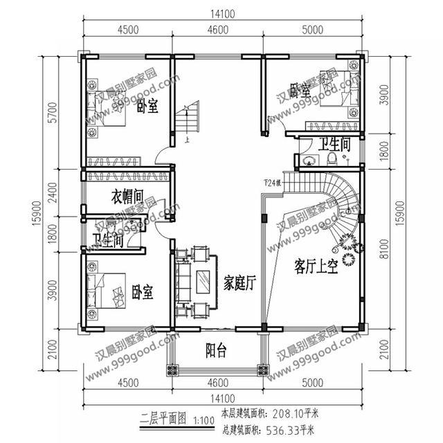 14.1X15.9米三層別墅設(shè)計圖，冷不要緊，我有炕！
