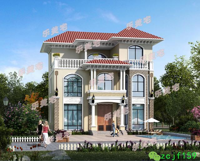 造價30w左右帶露臺農村簡約三層自建別墅設圖，外觀簡潔大方，平面布局緊湊。