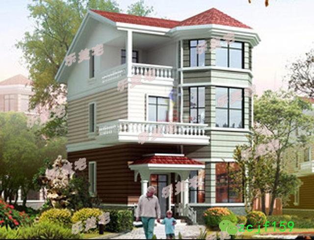 面寬8以內(nèi)農(nóng)村三層小別墅設(shè)計(jì)圖，外觀高端大氣，大露臺(tái)有最大化的觀景視覺效果。