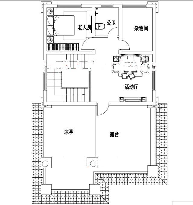 面寬8以內(nèi)農(nóng)村三層小別墅設(shè)計(jì)圖，外觀高端大氣，大露臺(tái)有最大化的觀景視覺效果。