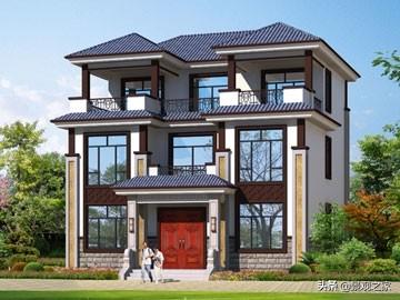 新中式三層帶露臺小別墅設計圖，建一棟中式別墅，彰顯自己的品位與地位。