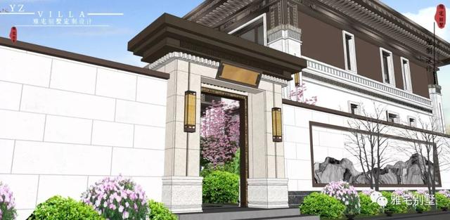 河北兩層新中式合院別墅設計圖，24x35米，前庭后院，小橋流水