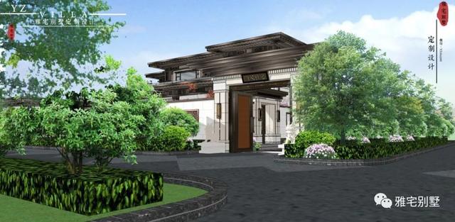 河北兩層新中式合院別墅設計圖，24x35米，前庭后院，小橋流水