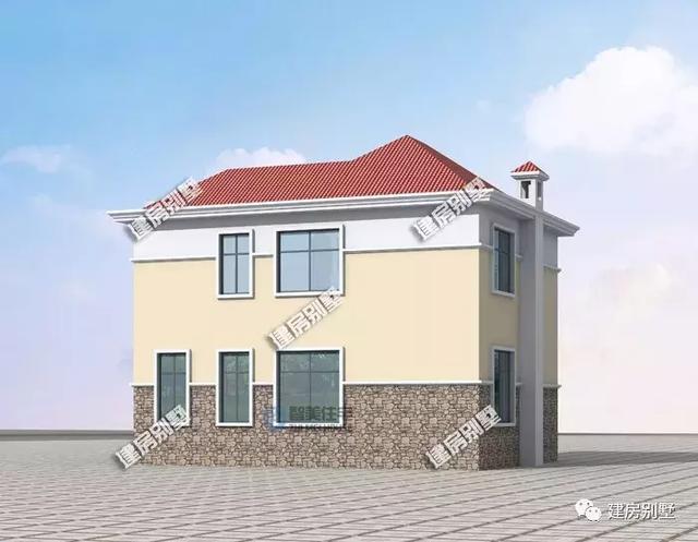 小戶型兩層自建房設計圖，外觀比較干凈簡約，主體造價20萬左右，屋面配紅瓦