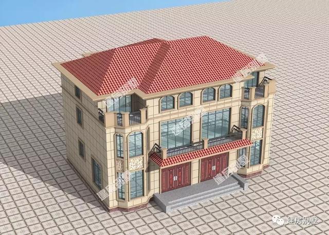 簡歐式外觀設計的雙拼別墅設計圖，造價不算高，兩兄弟合建很體面